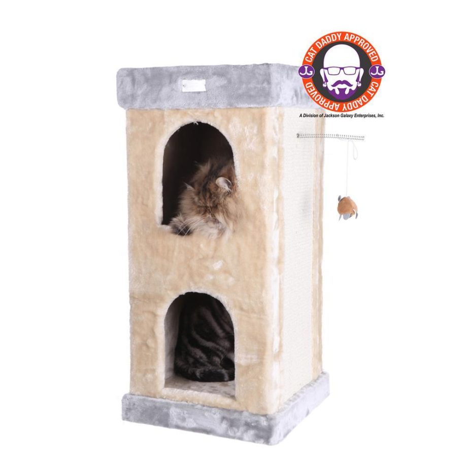 Armarkat Double Condo Real Wood Cat House With Scratching Carpet For Cats, Kitty Enjoyment