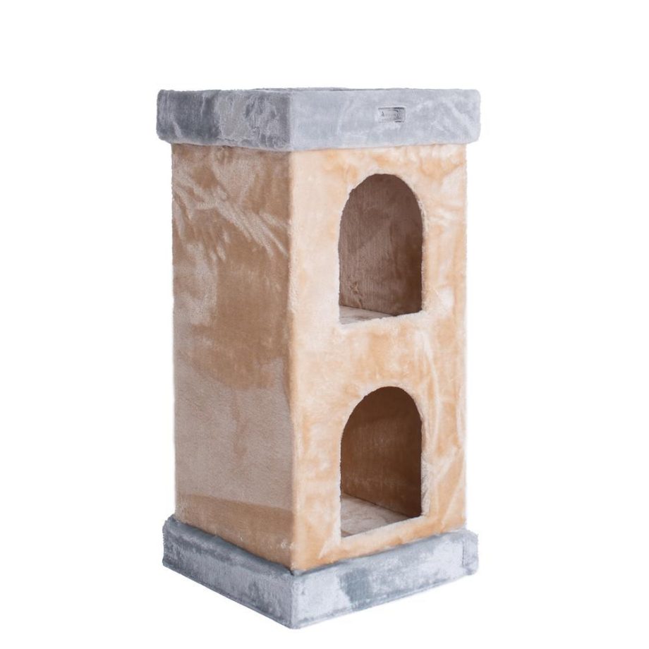 Armarkat Double Condo Real Wood Cat House With Scratching Carpet For Cats, Kitty Enjoyment