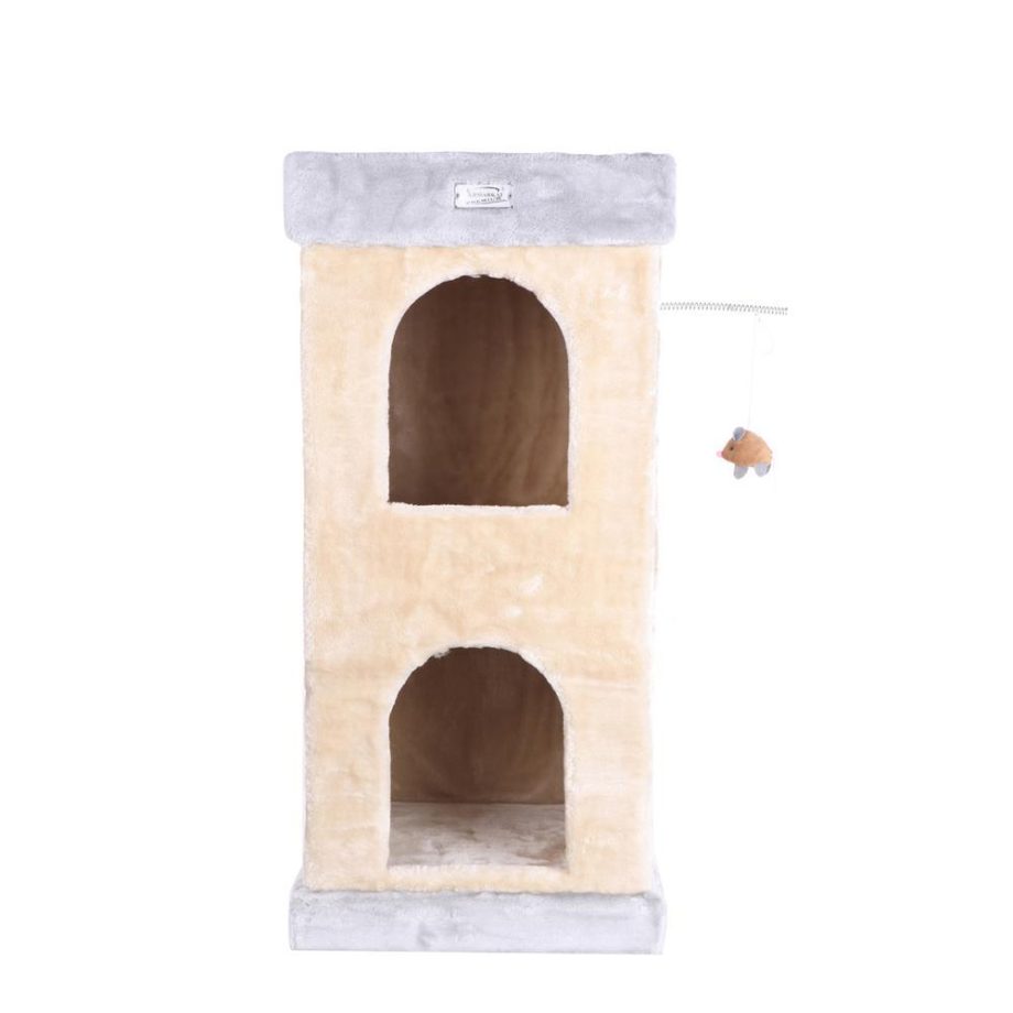 Armarkat Double Condo Real Wood Cat House With Scratching Carpet For Cats, Kitty Enjoyment