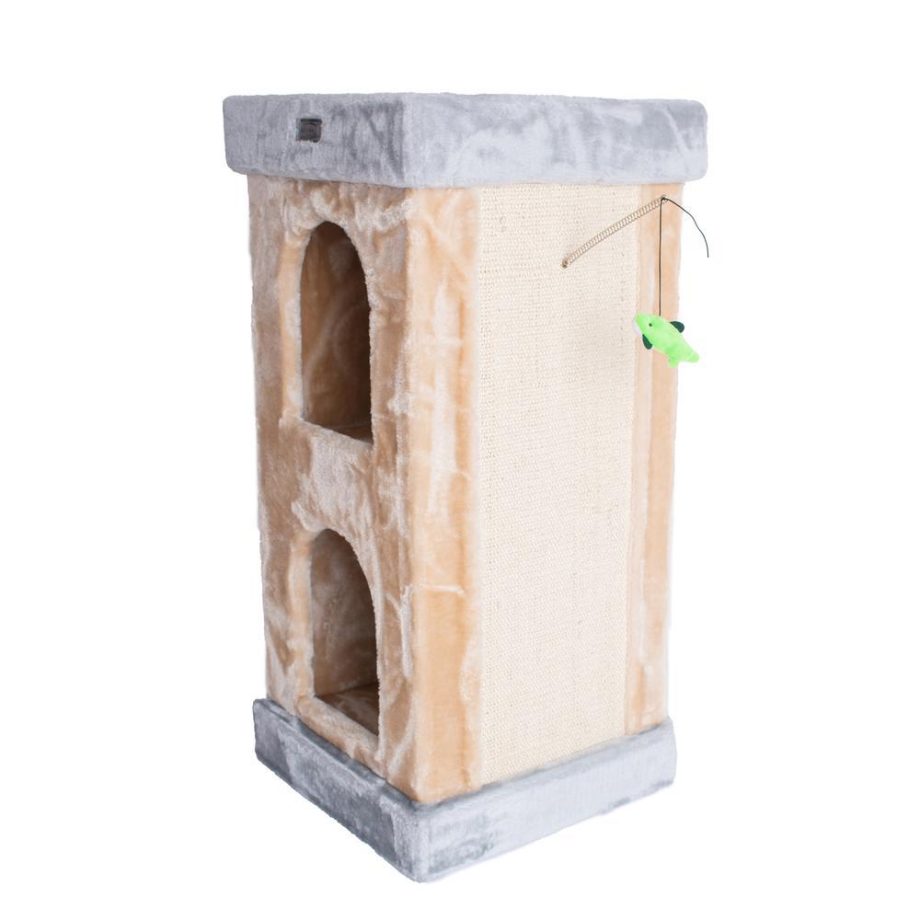 Armarkat Double Condo Real Wood Cat House With Scratching Carpet For Cats, Kitty Enjoyment