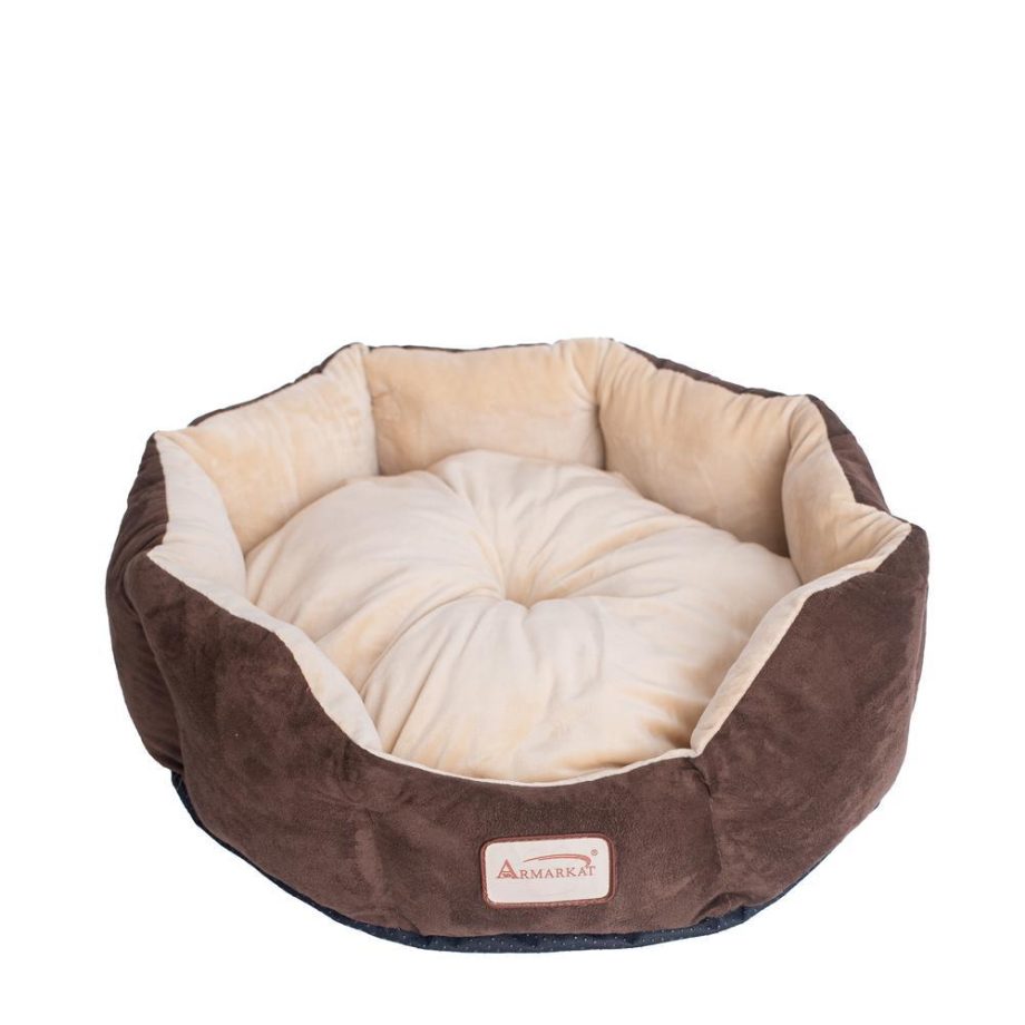 Armarkat Model C01HKF/MH Pet Bed with polyfill in Beige & Mocha