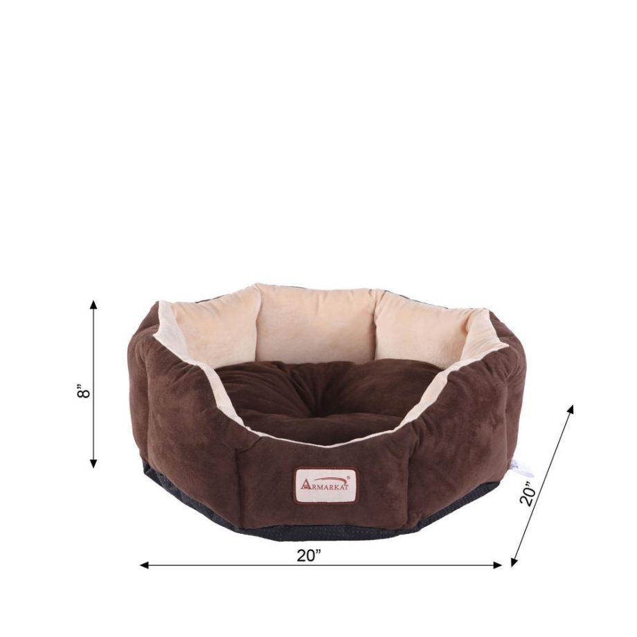 Armarkat Model C01HKF/MH Pet Bed with polyfill in Beige & Mocha