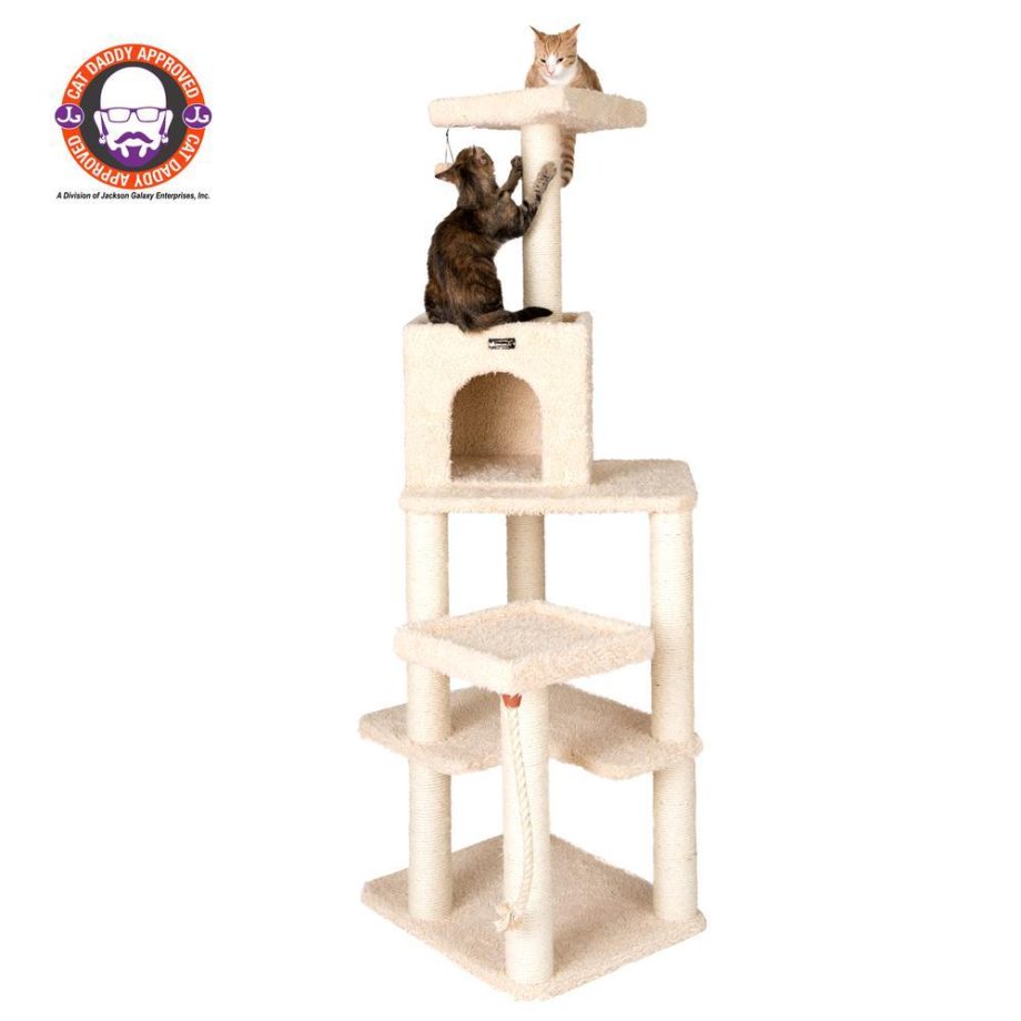 Armarkat Real Wood Cat Tree Tower, Ultra thick Faux Fur Covered Cat Condo A6902, Beige