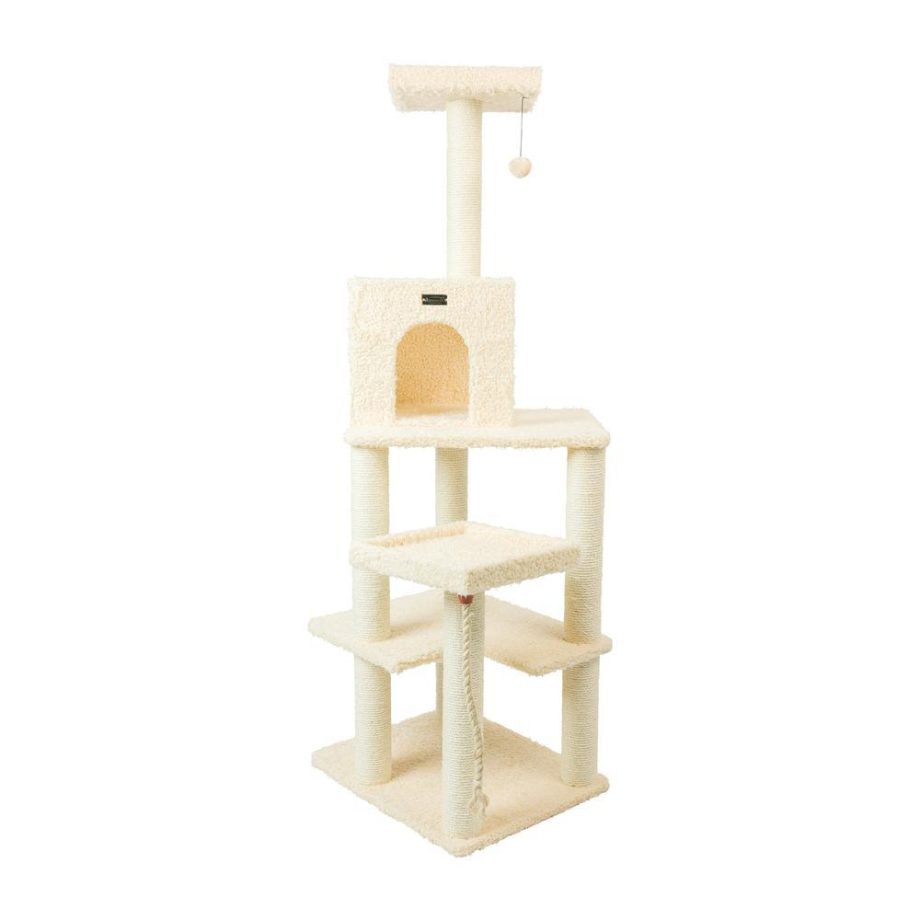 Armarkat Real Wood Cat Tree Tower, Ultra thick Faux Fur Covered Cat Condo A6902, Beige