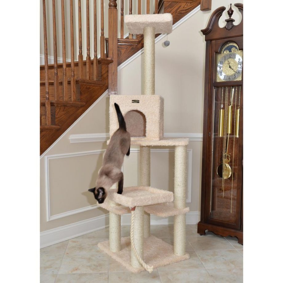 Armarkat Real Wood Cat Tree Tower, Ultra thick Faux Fur Covered Cat Condo A6902, Beige