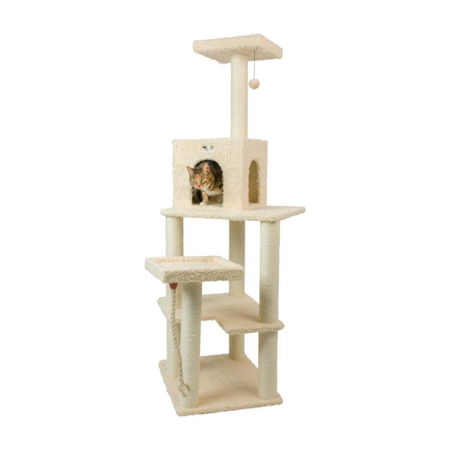 Armarkat Real Wood Cat Tree Tower, Ultra thick Faux Fur Covered Cat Condo A6902, Beige