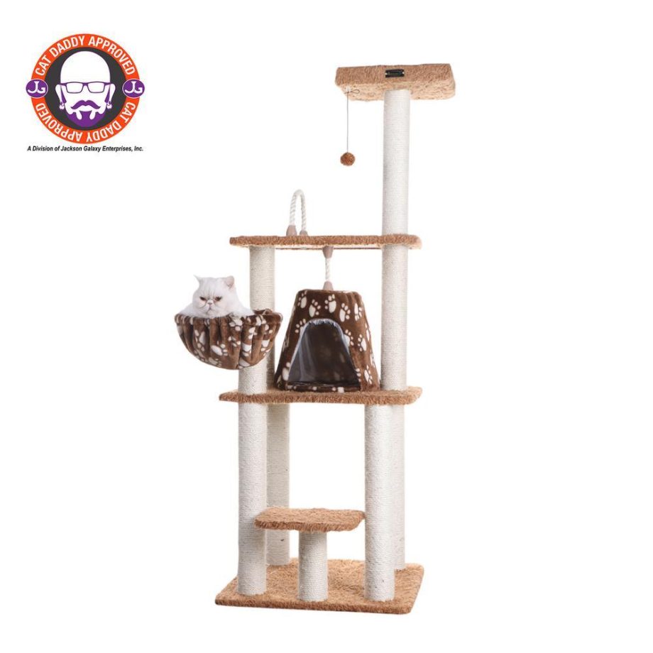 Armarkat Brown Carpet Real Wood Cat Tree Furniture, Pressed Wood Kitty Tower, A6403