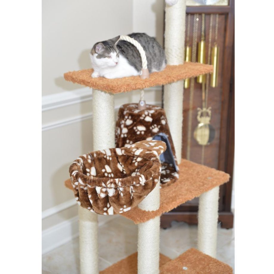 Armarkat Brown Carpet Real Wood Cat Tree Furniture, Pressed Wood Kitty Tower, A6403