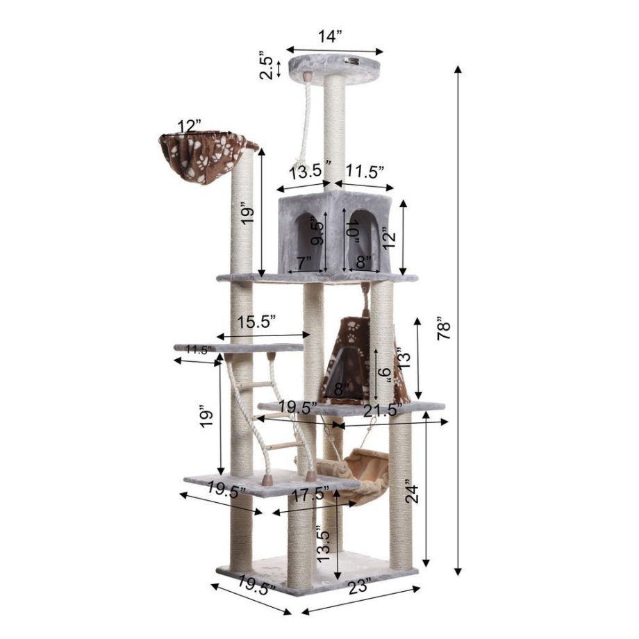 Armarkat Real Wood Cat Climber Play House, A7802 Cat furniture With Playhouse,Lounge Basket