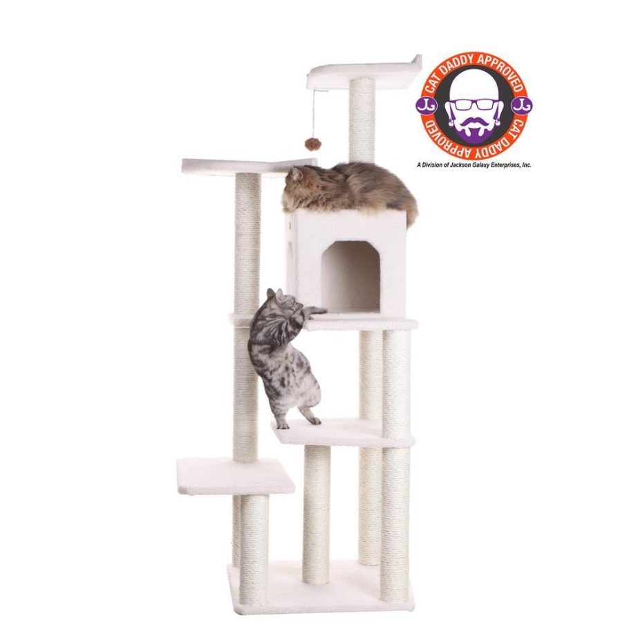 Armarkat B6802 Classic Real Wood Cat Tree In Ivory, Jackson Galaxy Approved, Six Levels With Condo and Two Perches