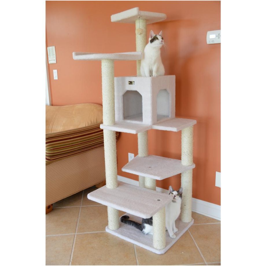 Armarkat B6802 Classic Real Wood Cat Tree In Ivory, Jackson Galaxy Approved, Six Levels With Condo and Two Perches