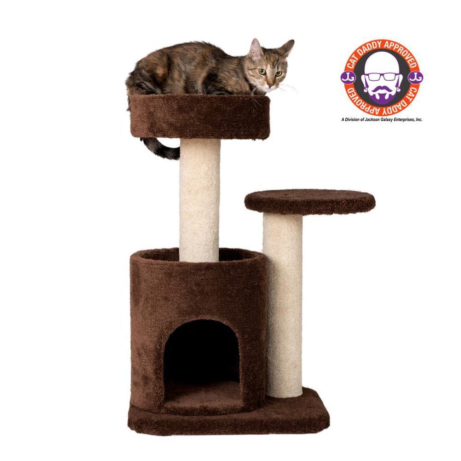 Armarkat F3005 Carpeted Real Wood Cat Tree Condo, Kitten Activity Tree, Brown