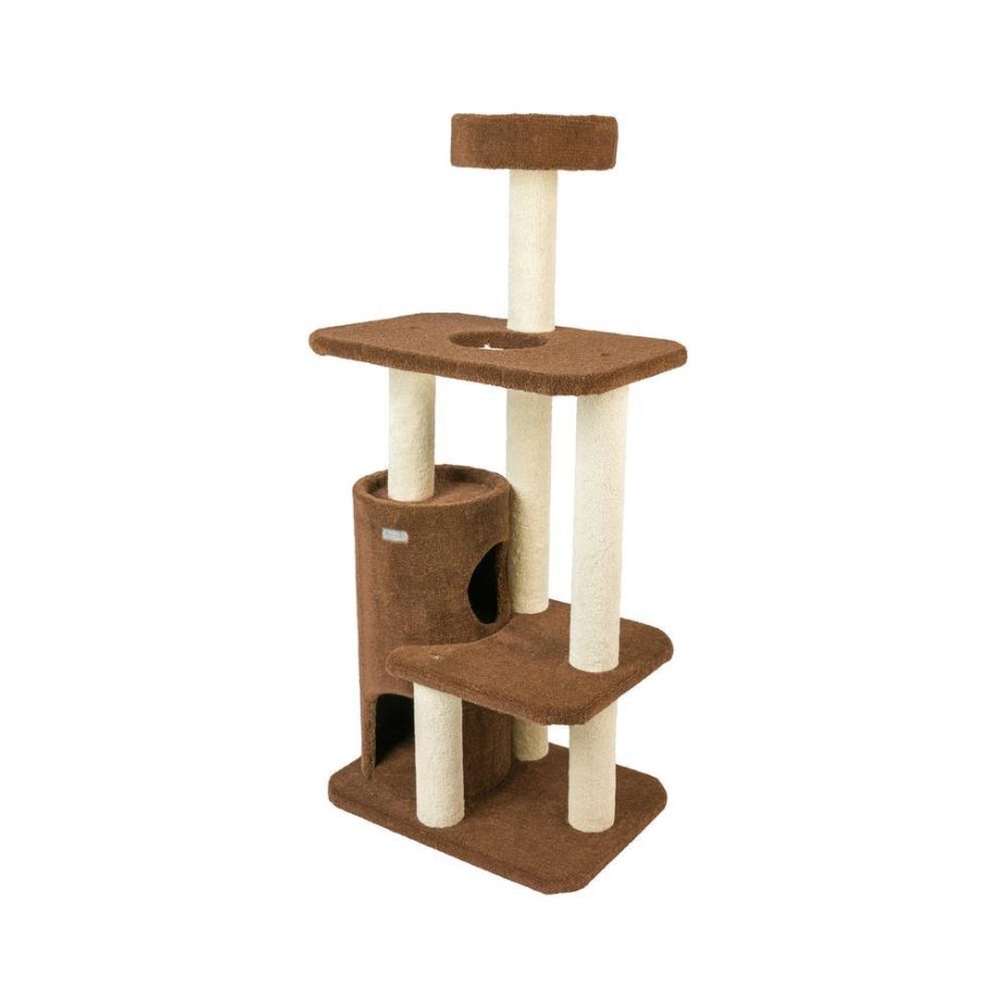 Armarkat 3-Level Carpeted Real Wood Cat Tree Condo F5602, Kitten Playhouse Climber Activity Center, Brown