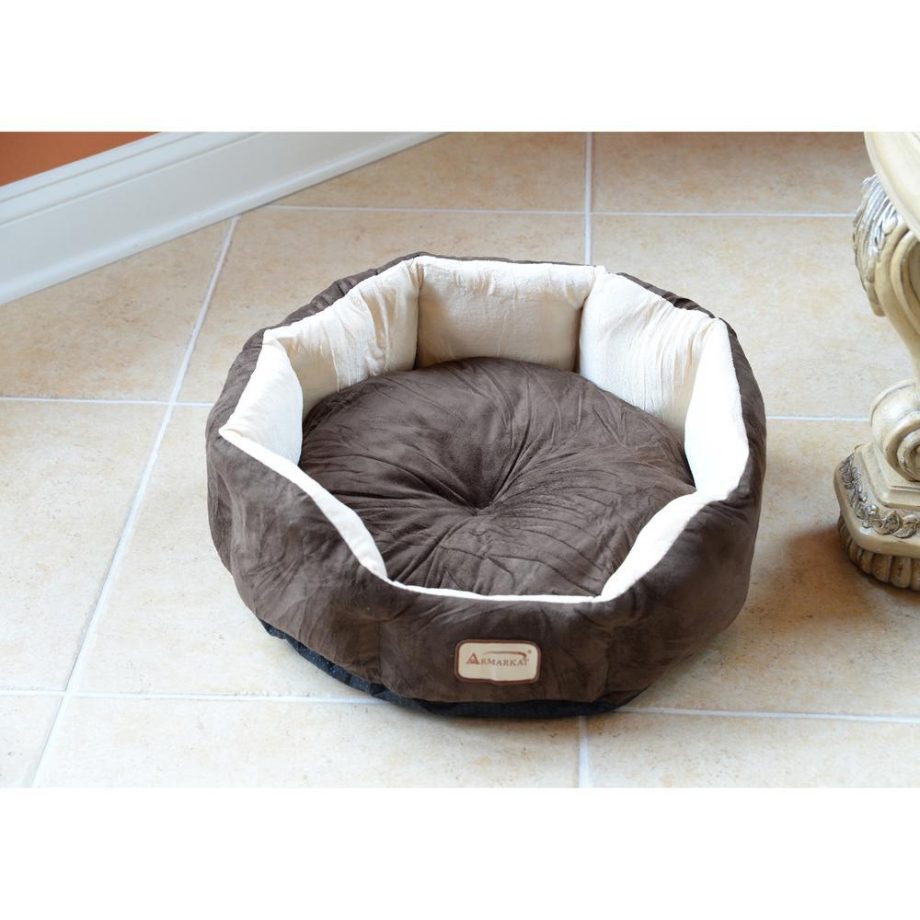 Armarkat Model C01HKF/MH Pet Bed with polyfill in Beige & Mocha