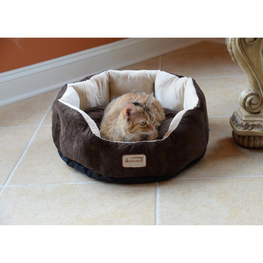 Armarkat Model C01HKF/MH Pet Bed with polyfill in Beige & Mocha