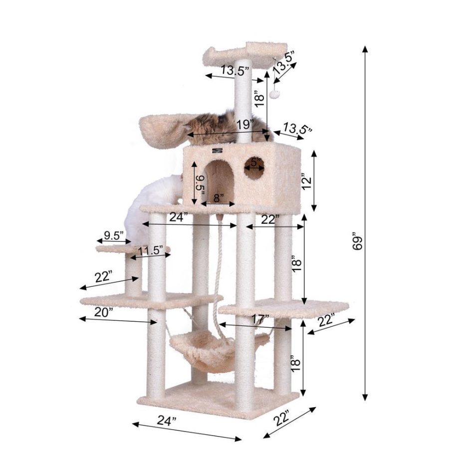 Armarkat Mult -Level Real Wood Cat Tree Hammock Bed, Climbing Center for Cats and Kittens A6901