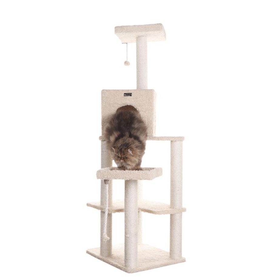 Armarkat Real Wood Cat Tree Tower, Ultra thick Faux Fur Covered Cat Condo A6902, Beige