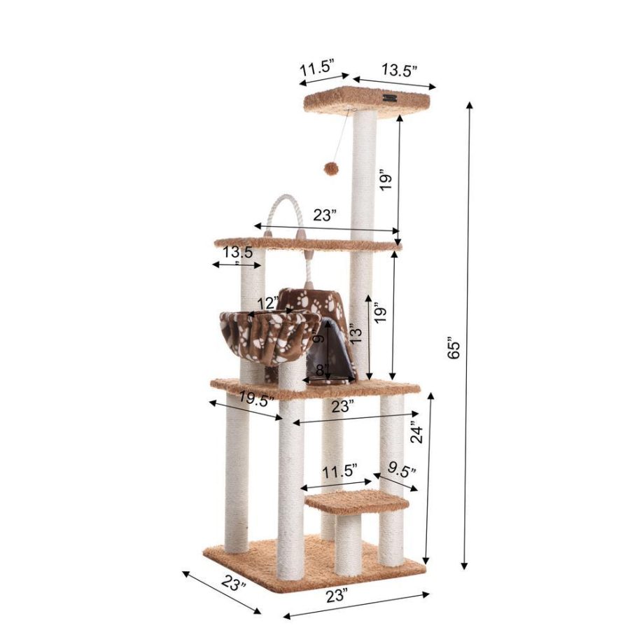 Armarkat Brown Carpet Real Wood Cat Tree Furniture, Pressed Wood Kitty Tower, A6403