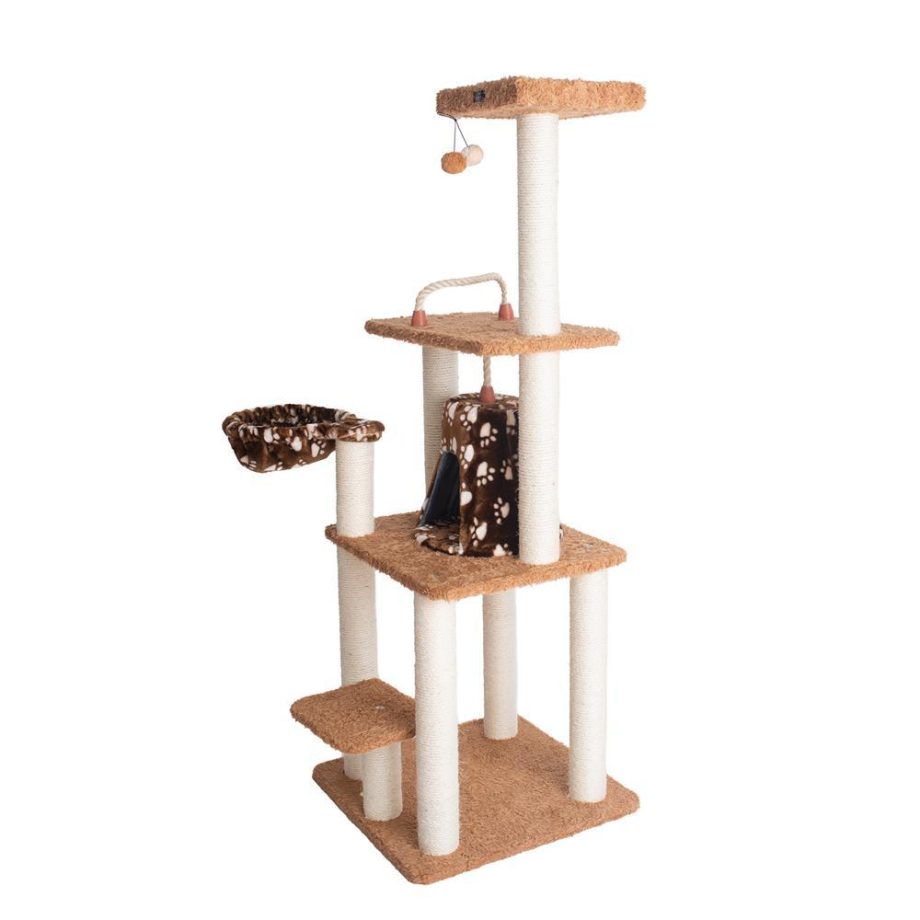 Armarkat Brown Carpet Real Wood Cat Tree Furniture, Pressed Wood Kitty Tower, A6403