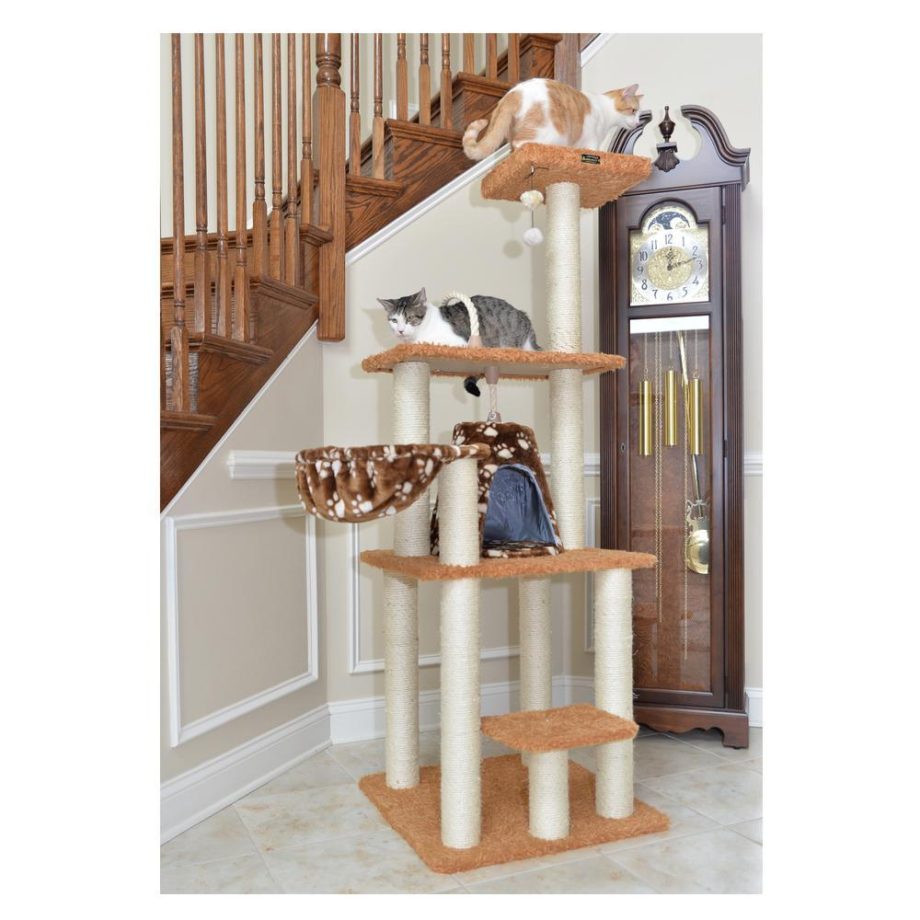 Armarkat Brown Carpet Real Wood Cat Tree Furniture, Pressed Wood Kitty Tower, A6403