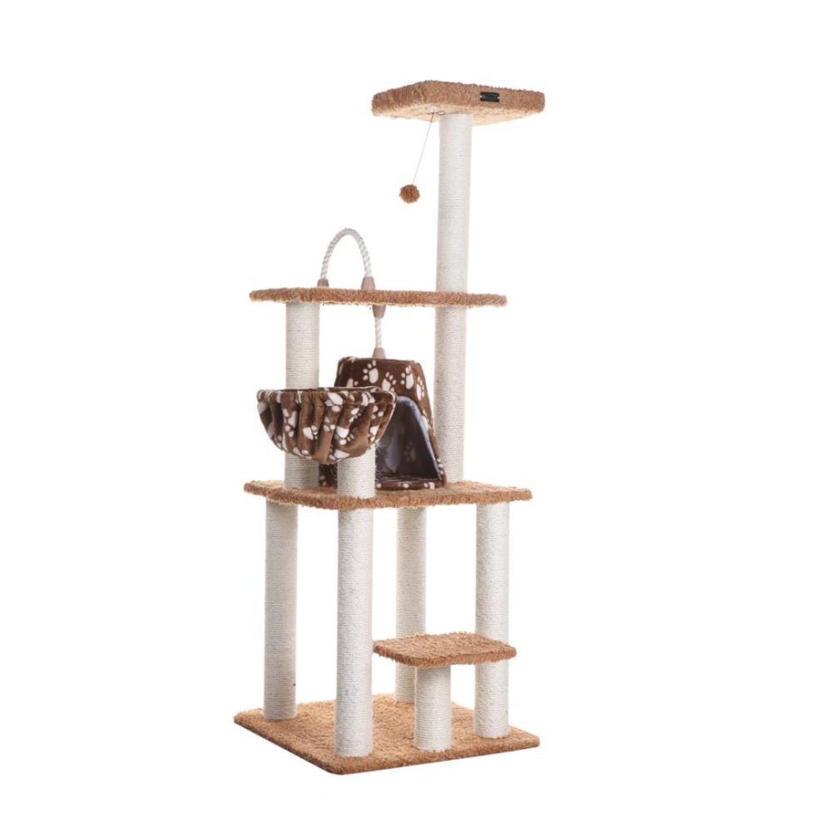 Armarkat Brown Carpet Real Wood Cat Tree Furniture, Pressed Wood Kitty Tower, A6403