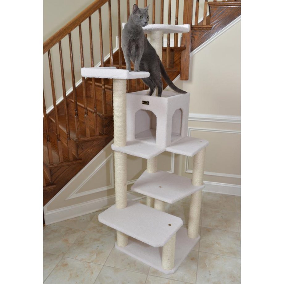 Armarkat B6802 Classic Real Wood Cat Tree In Ivory, Jackson Galaxy Approved, Six Levels With Condo and Two Perches