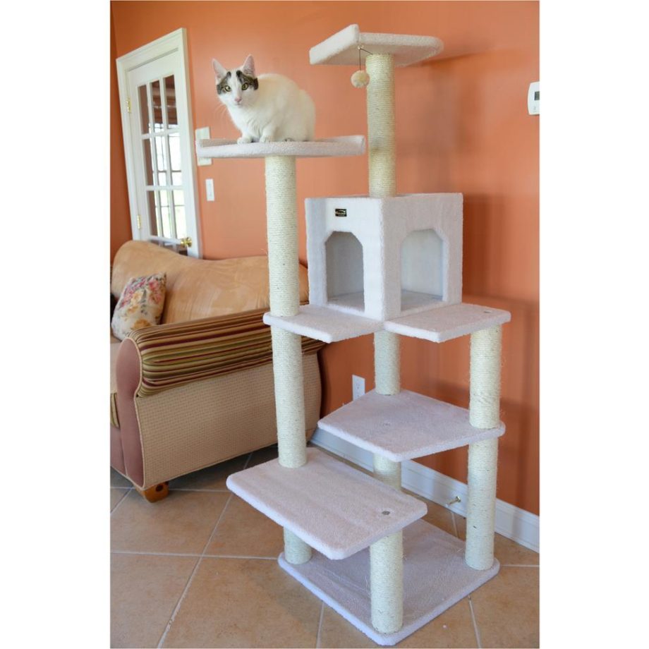 Armarkat B6802 Classic Real Wood Cat Tree In Ivory, Jackson Galaxy Approved, Six Levels With Condo and Two Perches