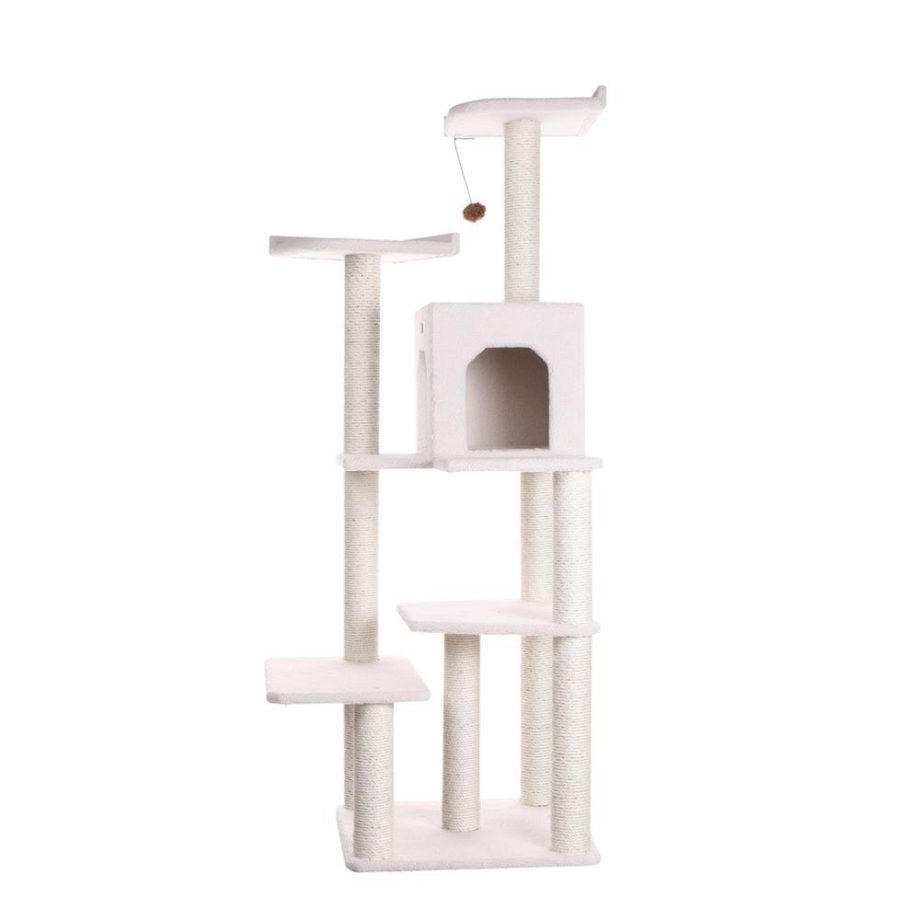 Armarkat B6802 Classic Real Wood Cat Tree In Ivory, Jackson Galaxy Approved, Six Levels With Condo and Two Perches