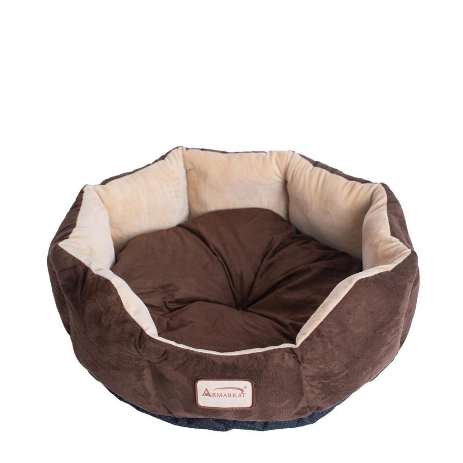 Armarkat Model C01HKF/MH Pet Bed with polyfill in Beige & Mocha