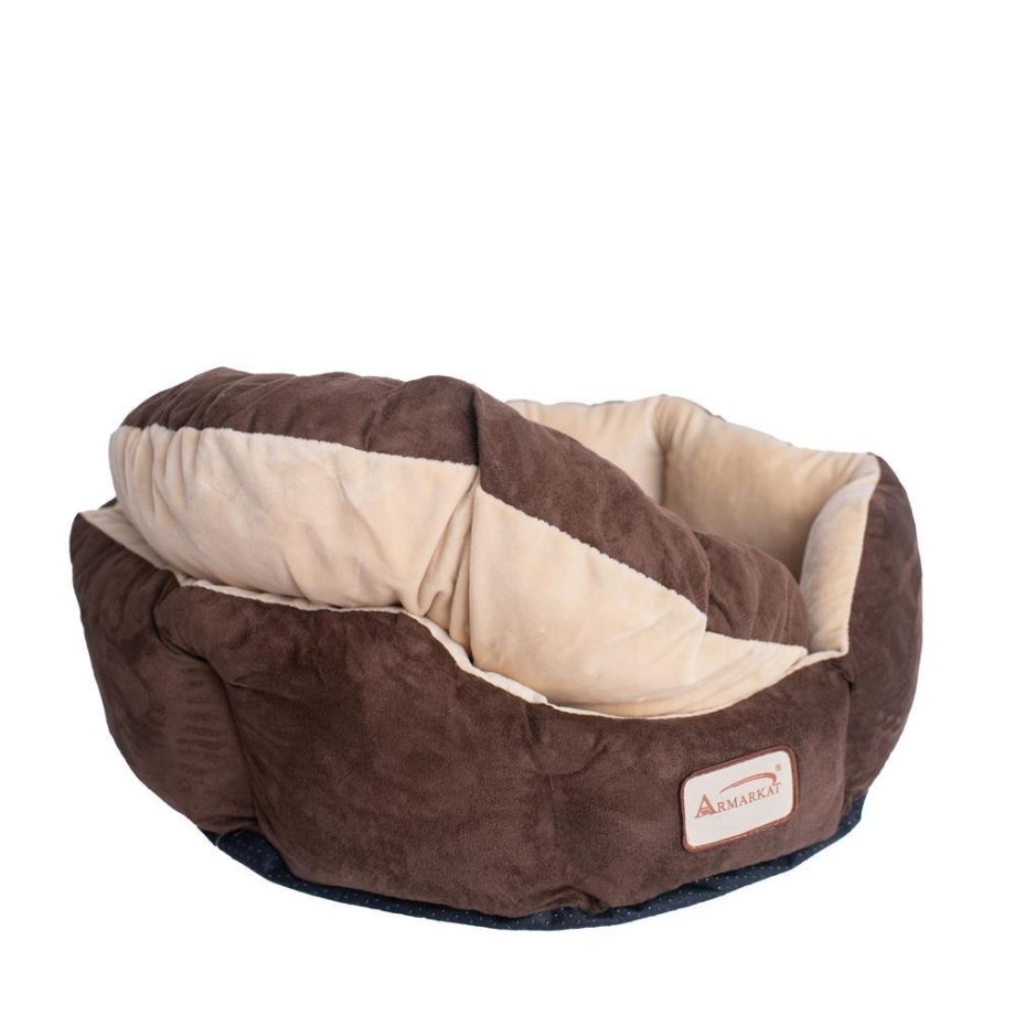 Armarkat Model C01HKF/MH Pet Bed with polyfill in Beige & Mocha