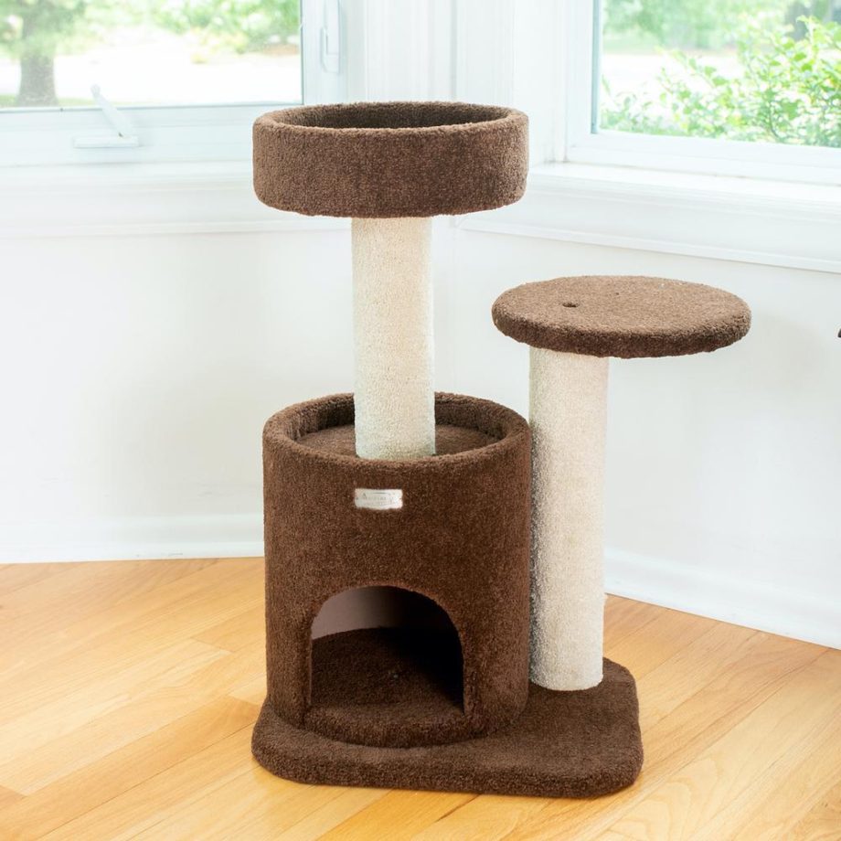 Armarkat F3005 Carpeted Real Wood Cat Tree Condo, Kitten Activity Tree, Brown