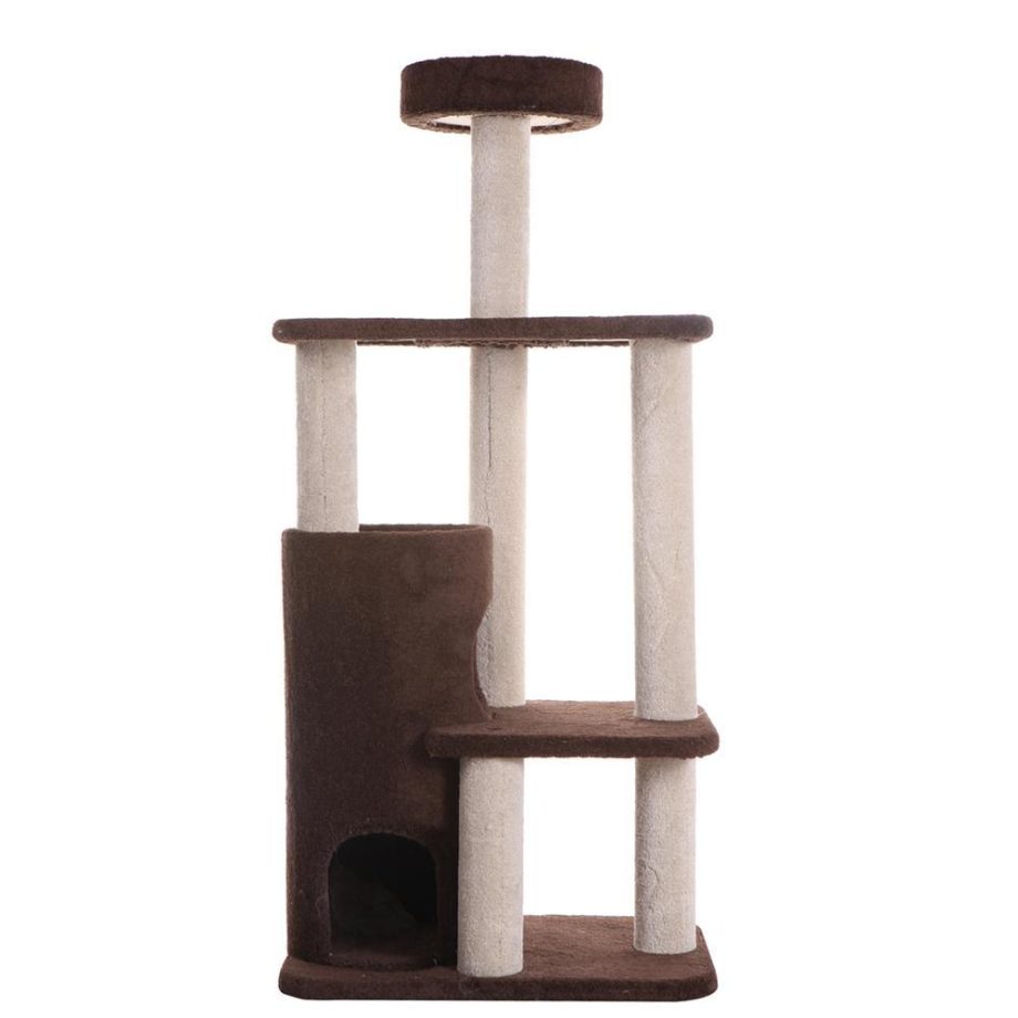 Armarkat 3-Level Carpeted Real Wood Cat Tree Condo F5602, Kitten Playhouse Climber Activity Center, Brown