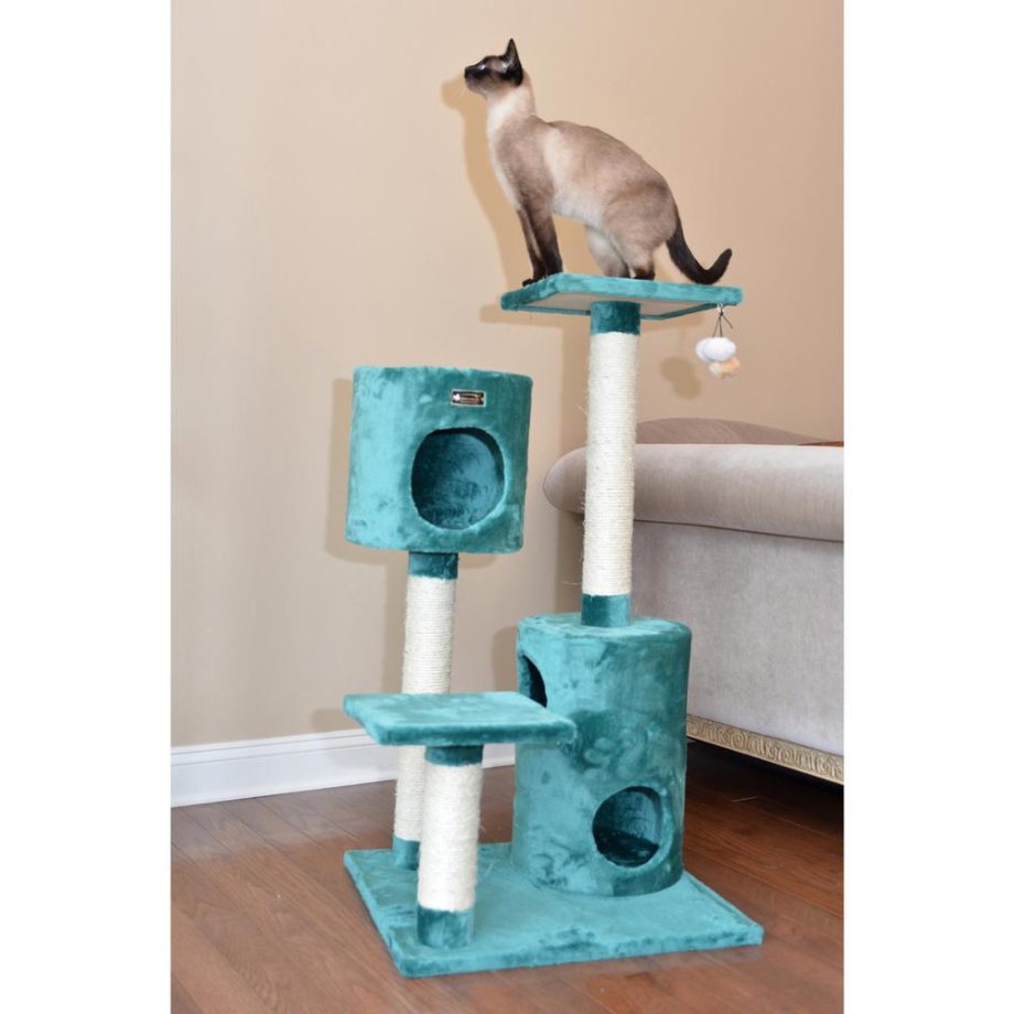 Armarkat Real Wood Cat Tree With 2 Private Condos 43" Green A4301