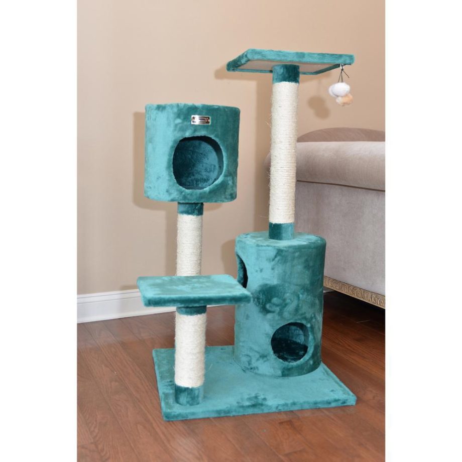 Armarkat Real Wood Cat Tree With 2 Private Condos 43" Green A4301