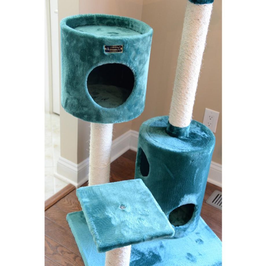 Armarkat Real Wood Cat Tree With 2 Private Condos 43" Green A4301