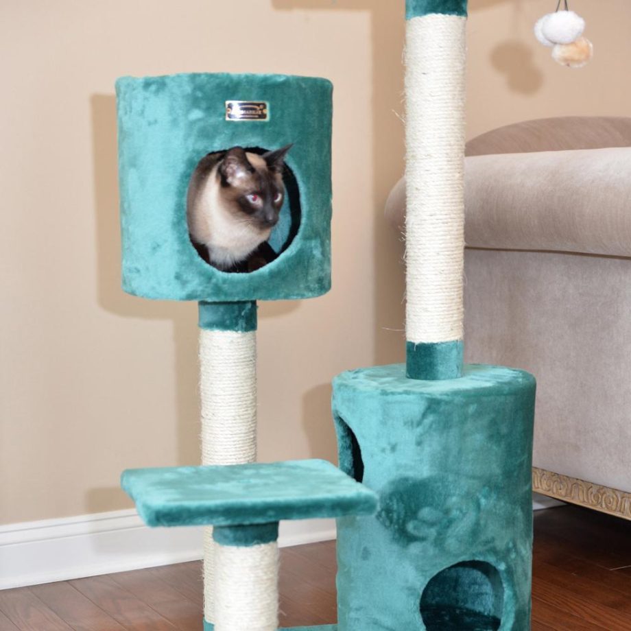 Armarkat Real Wood Cat Tree With 2 Private Condos 43" Green A4301