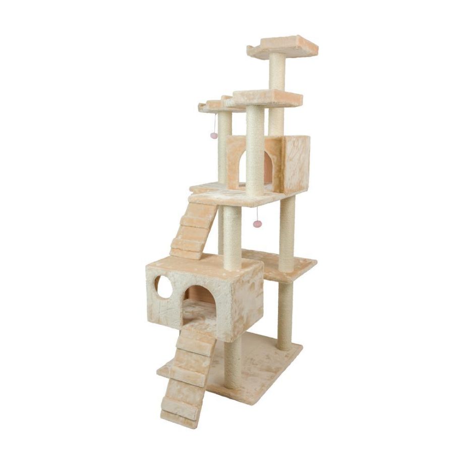 Armarkat 74" Multi-Level Real Wood Cat Tree Large Cat Play Furniture With Scratching Posts, Large Platforms, A7401 Beige