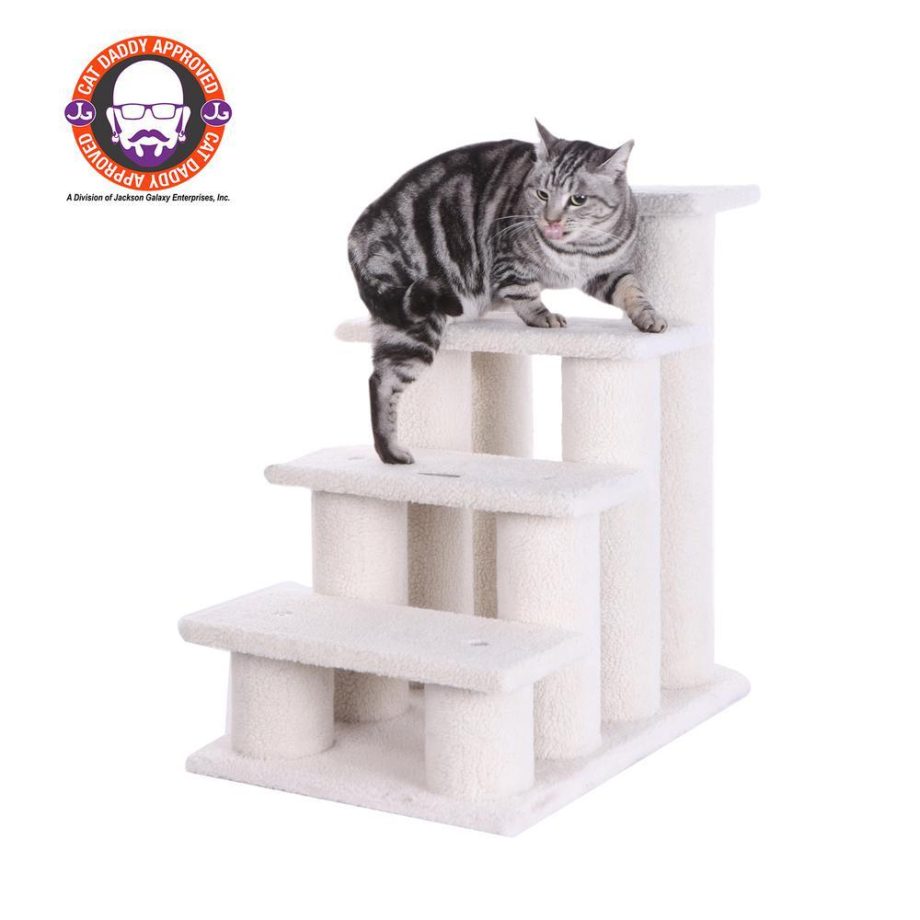 Armarkat 4 Steps Real Wood, Cat Step Stairs, 25"(L)x17"(W)x25"(H), B4001