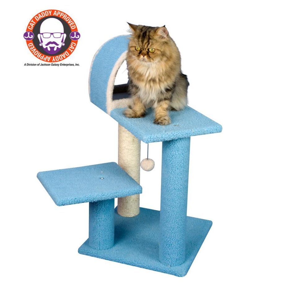 Armarkat Sky Blue 29" Real Wood Cat Tree With Scratcher And Tunnel For Snoozing And Hiding, B2903