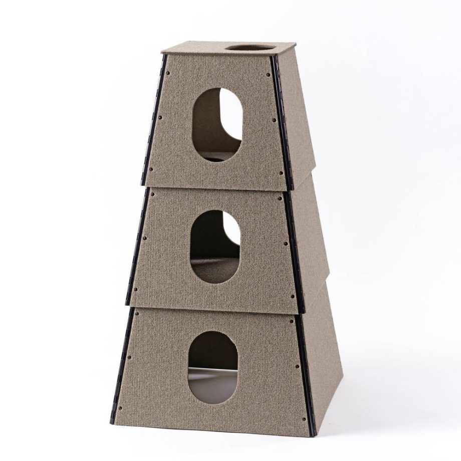 Happystack Cat Tower Model HS3SQTAN1 Pyramid Design in Tan Indoor/Outdoor Carpet