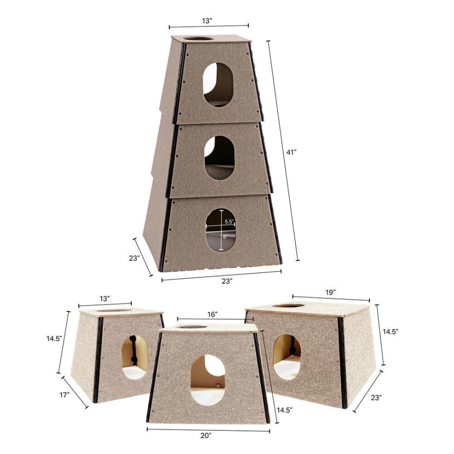 Happystack Cat Tower Model HS3SQTAN1 Pyramid Design in Tan Indoor/Outdoor Carpet