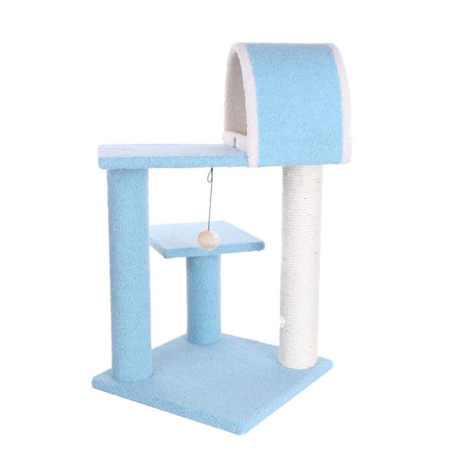 Armarkat Sky Blue 29" Real Wood Cat Tree With Scratcher And Tunnel For Snoozing And Hiding, B2903