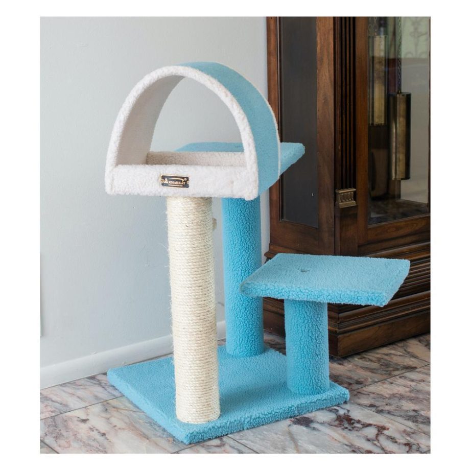 Armarkat Sky Blue 29" Real Wood Cat Tree With Scratcher And Tunnel For Snoozing And Hiding, B2903