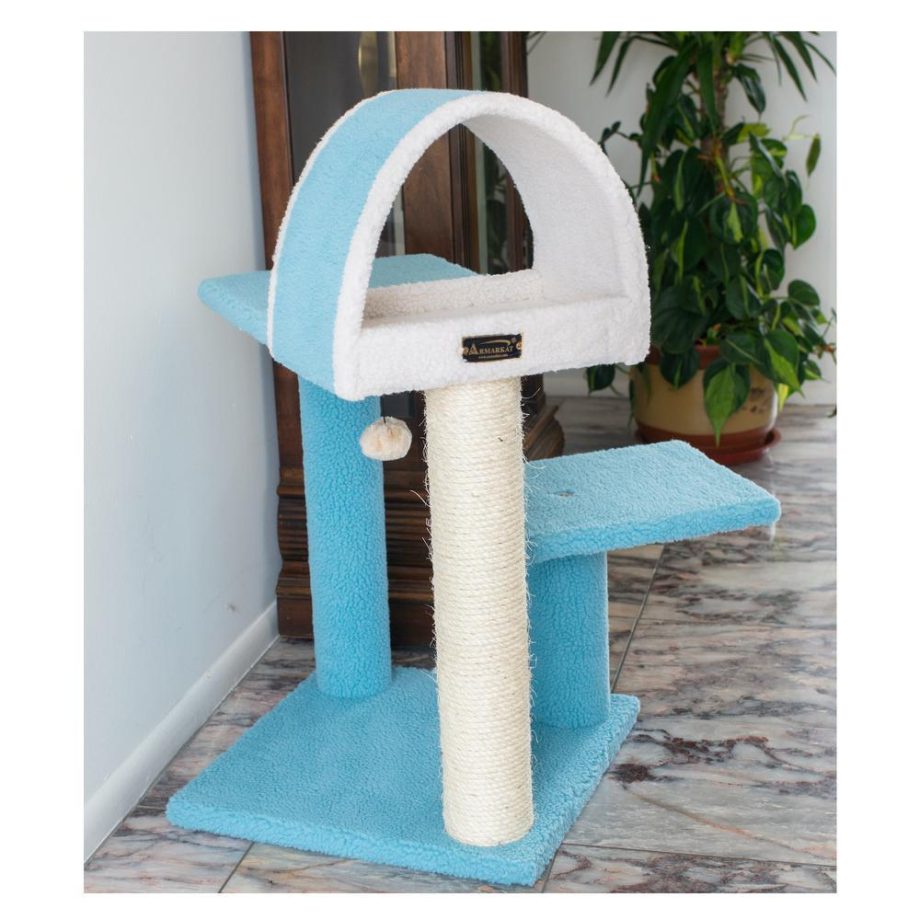 Armarkat Sky Blue 29" Real Wood Cat Tree With Scratcher And Tunnel For Snoozing And Hiding, B2903