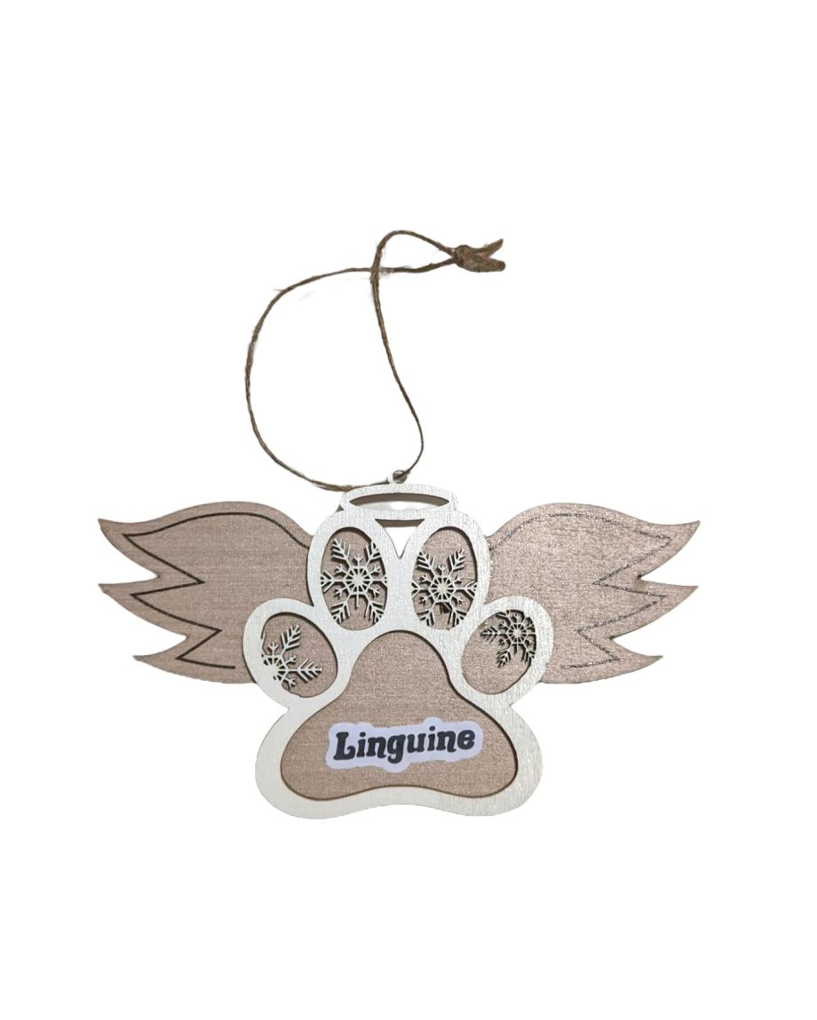 Angel Wings Paw Print memorial ornament