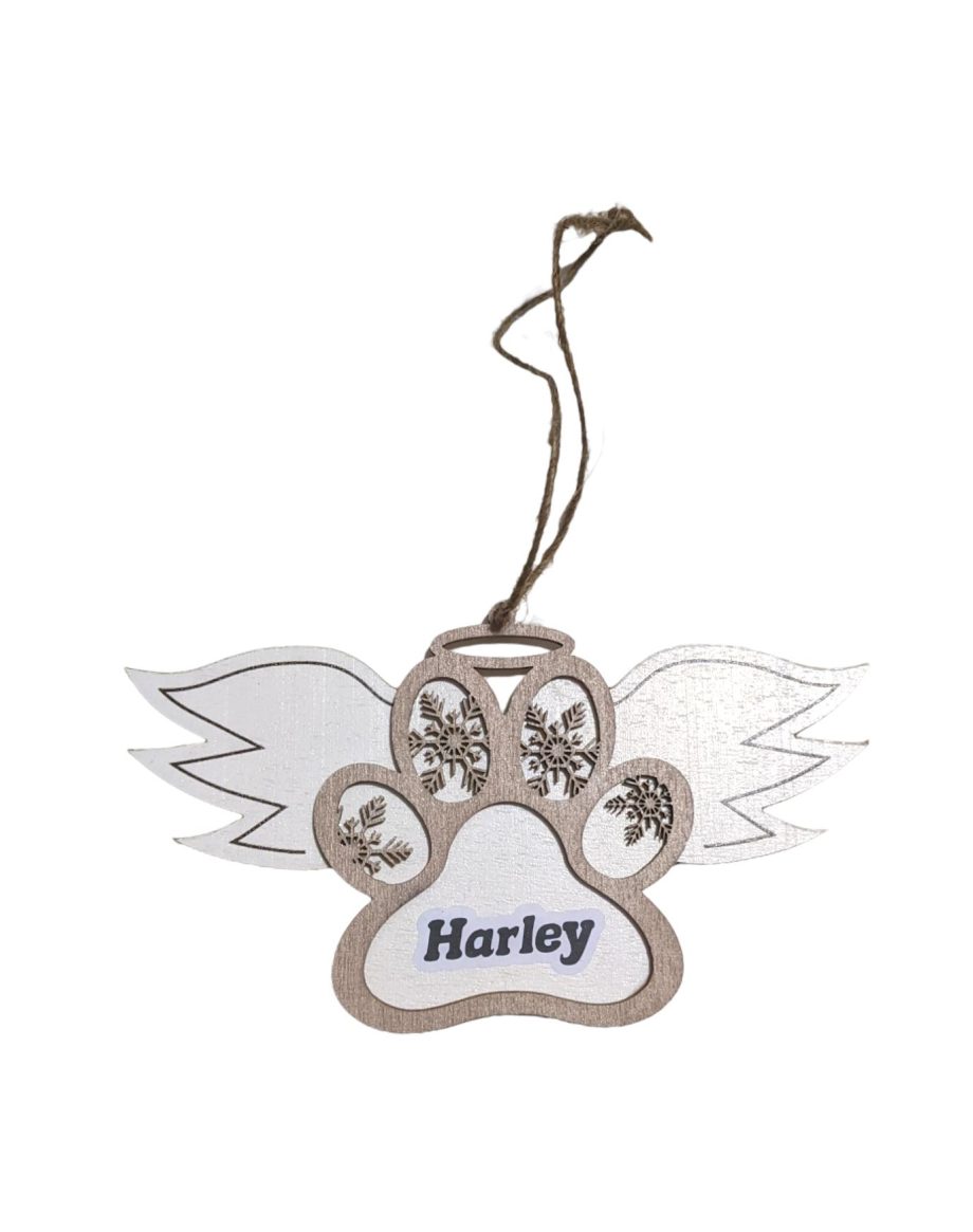 Angel Wings Paw Print memorial ornament