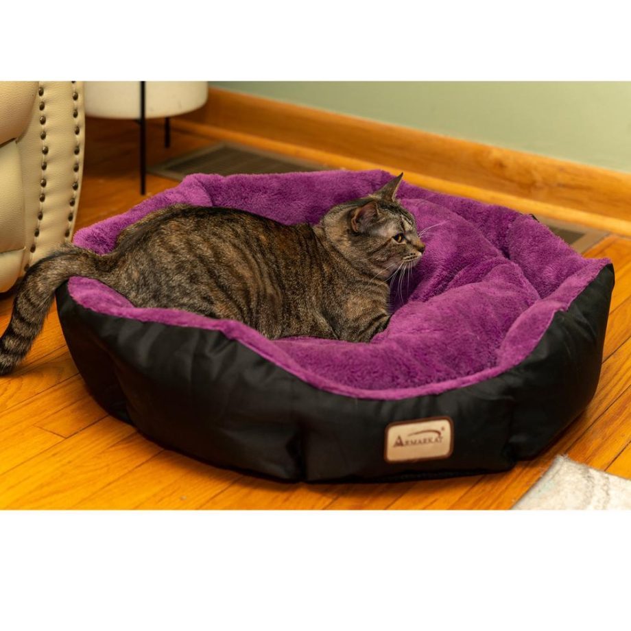 Armarkat Large, Soft Cat Bed in Purple and Black - C101NH/ZH