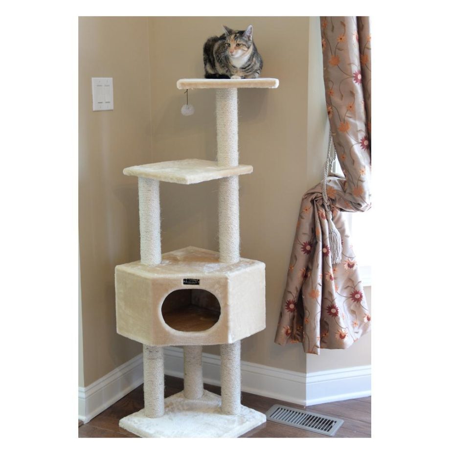 Armarkat 3 Tier Real Wood Cat Tree, Armarkat Scratch furniture A5201, Beige