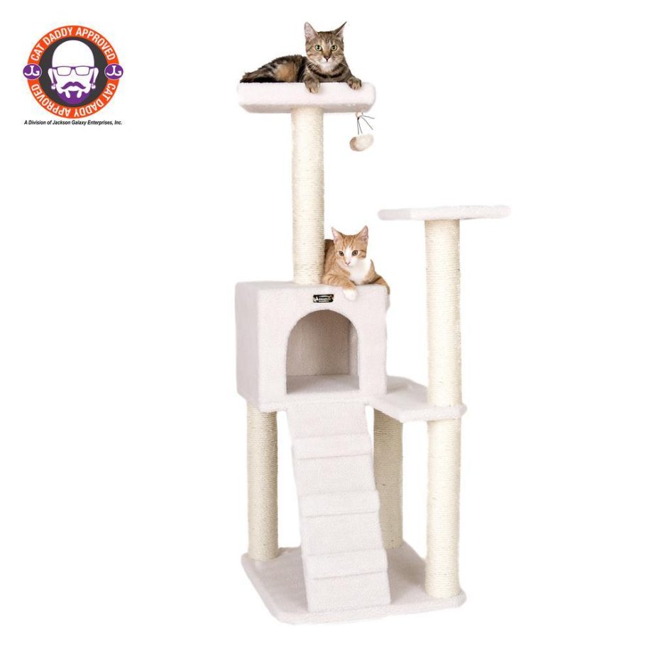 Armarkat Ivory Fleece Covered 53" High Real Wood Cat Tree, B5301