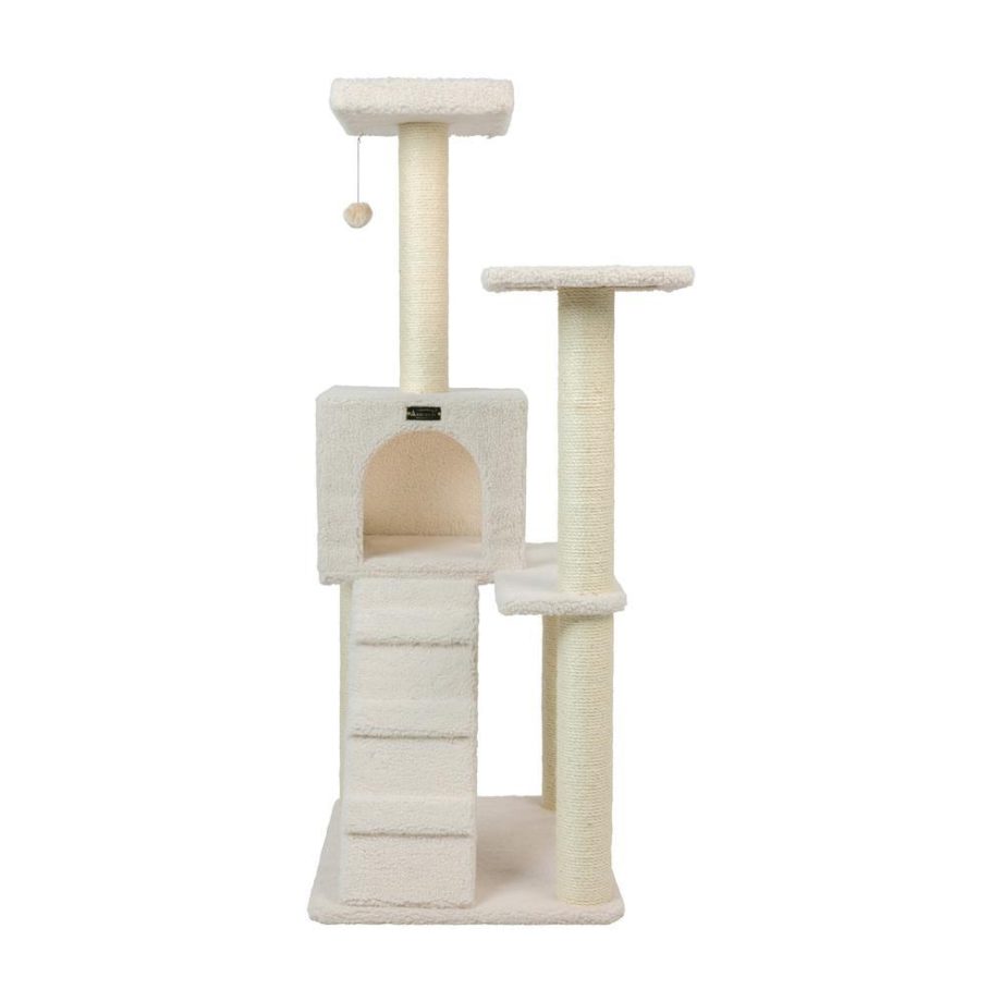 Armarkat Ivory Fleece Covered 53" High Real Wood Cat Tree, B5301